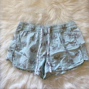 ELEPHANT print blue lounge shorts Medium